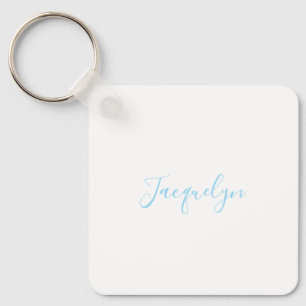 Vit blå Elegant Modern calligrafi Namn Nyckelring
