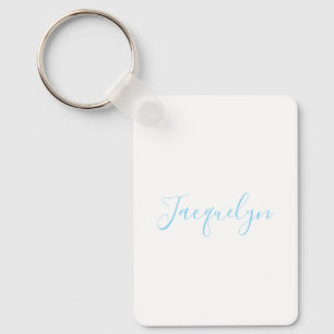 Vit blå Elegant Modern calligrafi Namn Nyckelring