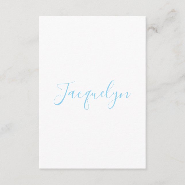 Vit blå Elegant Modern calligrafi Namn Tilläggskort (Framsida)