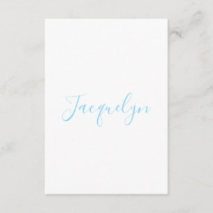 Vit blå Elegant Modern calligrafi Namn Tilläggskort
