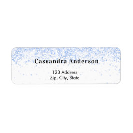 Vit blå glitter glamourös returadress etikett
