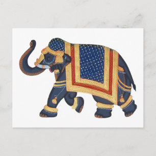 vit blå grått guld röd elefant Indien Stil Vykort