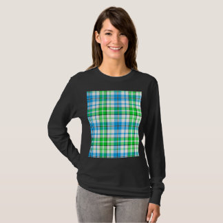 Vit Blå Grön Plaid Tartan Design T Shirt