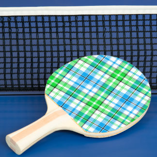 Vit Blå Grön Rutig Tartan Design Pingisracket