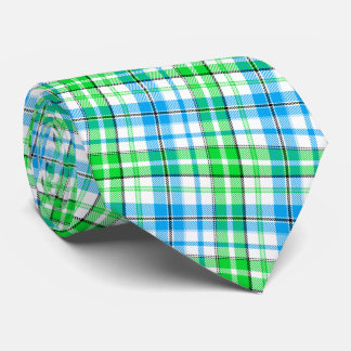 Vit Blå Grön Rutig Tartan Design Slips