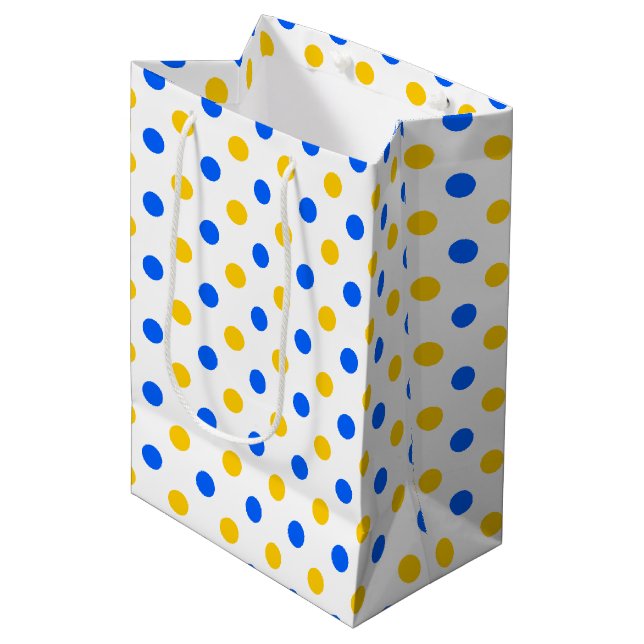 Vit Blå Gul Prickig Design  (Framsidan Vinklad)