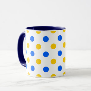 Vit Blå Gul Prickig Design Mugg