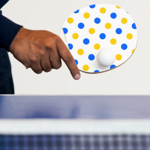Vit Blå Gul Prickig Design Pingisracket
