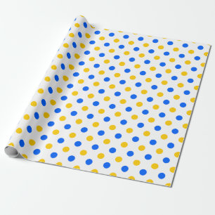 Vit Blå Gul Prickig Design Presentpapper