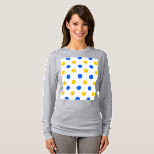 Vit Blå Gul Prickig Design  T Shirt