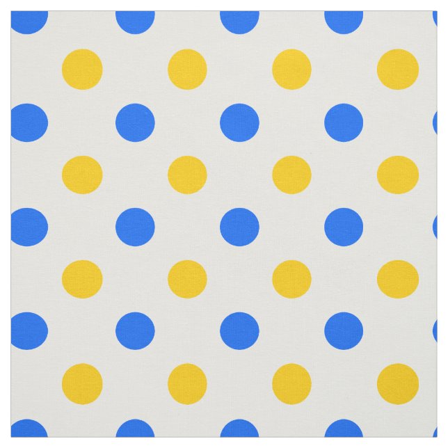 Vit Blå Gul Prickig Design  Tyg (Provkarta)