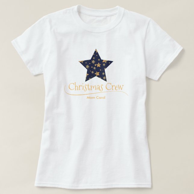 Vit blå Guld Star Mamma-Anpassningsbar - matchande T Shirt (Design framsida)