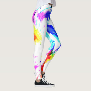 vit blå gult grönt stänk vibrant lgbt färg leggings