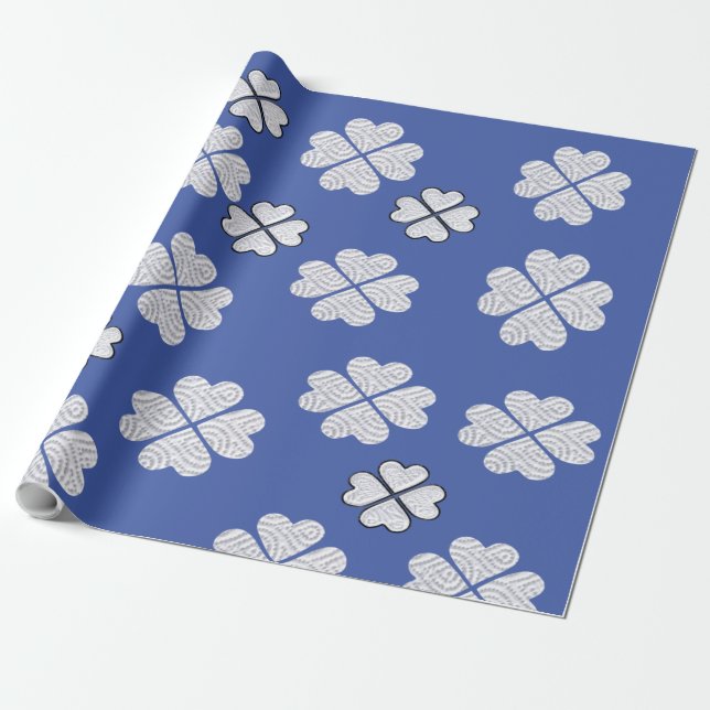 Vit & Blå Inpackningspapper Presentpapper (Utrullad)