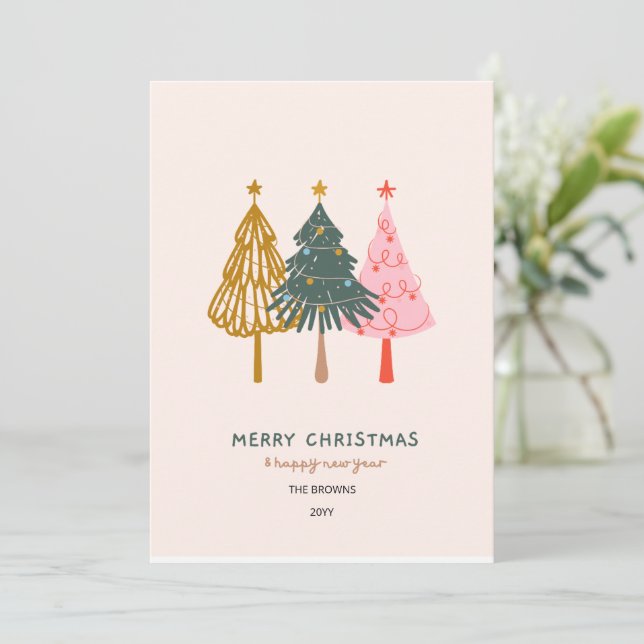 Vit Blå Minimalistisk God Jul Kort (Stående Fram)