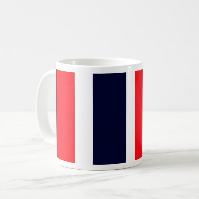 Vit, blå och röd Rand Kaffemugg (Framsida vänster)