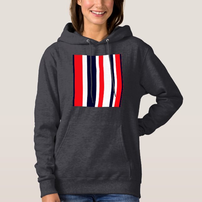 Vit, blå och röd Rand T Shirt (Framsida)