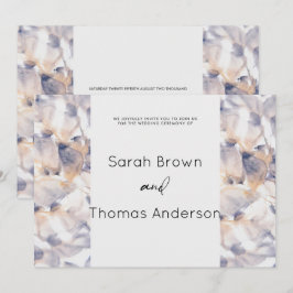 VIT & BLÅ PATÈLES BLOMMIG ELEGANT BRUD- BRÖLLOP INBJUDNINGAR