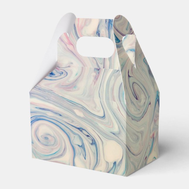 Vit blå Rosa Modern Abstrakt Fluid Marbling Art Presentaskar (Framsidan Sidan)