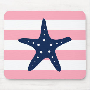 Vit blå Rosa Rand Starfish Musmatta