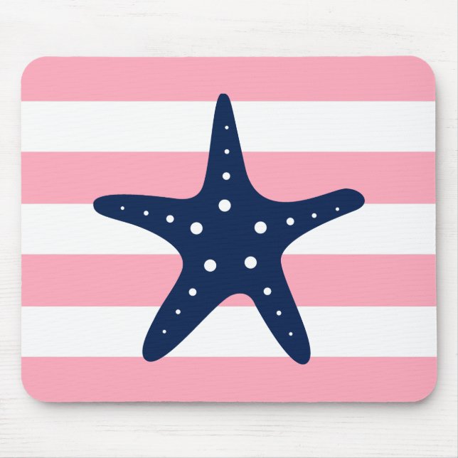 Vit blå Rosa Rand Starfish Musmatta (Framsidan)