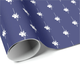 Vit, blå snöflingor, söt gåva presentpapper