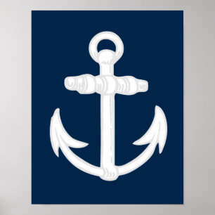 Vit/blå symbol för navigationsankare poster