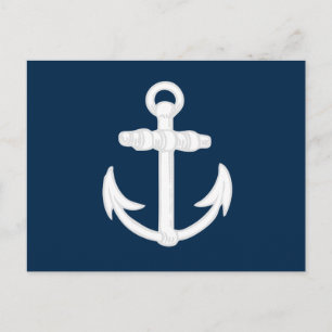 Vit/blå symbol för navigationsankare vykort