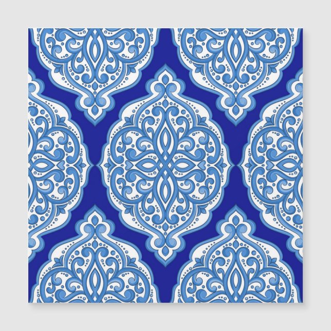 Vit-blå, turkisk ornament. (Framsida)