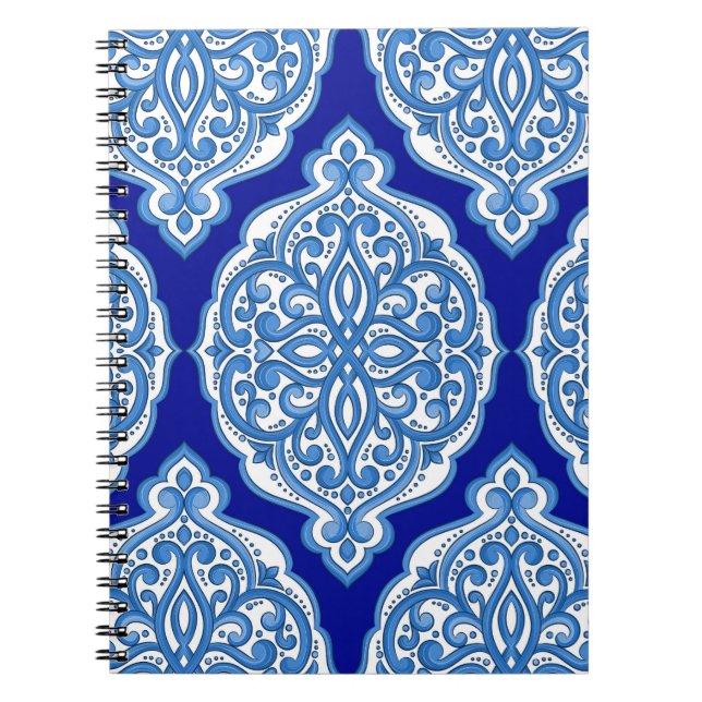 Vit-blå, turkisk ornament. anteckningsbok (Framsidan)