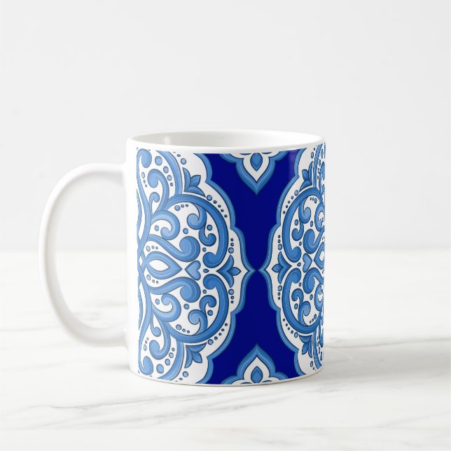 Vit-blå, turkisk ornament. kaffemugg (Vänster)