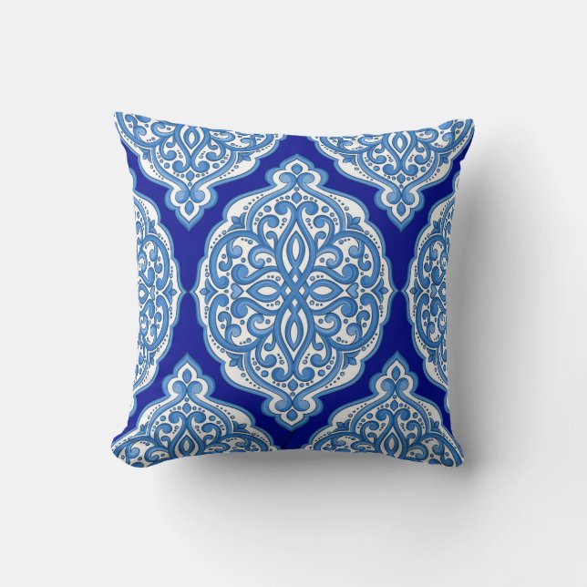 Vit-blå, turkisk ornament. kudde (Framsida)
