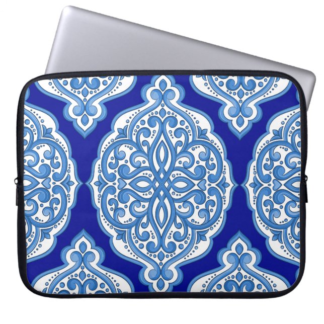 Vit-blå, turkisk ornament. laptop fodral (Framsidan)