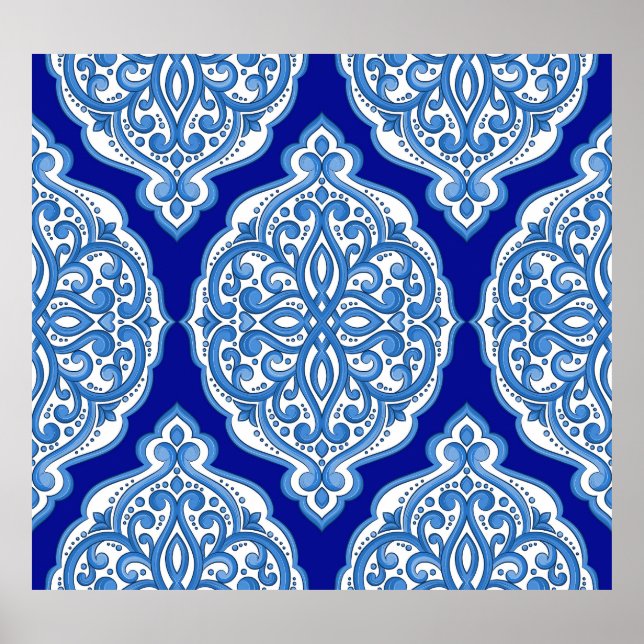 Vit-blå, turkisk ornament. poster (Framsidan)