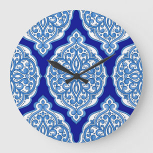 Vit-blå, turkisk ornament. stor klocka
