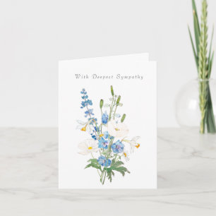 vit blåa blommor som tänker på dig sympatikort kort