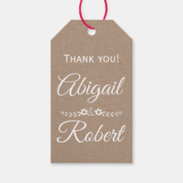 Vit bläck-typografi, pappra bröllop Tack Presentetikett