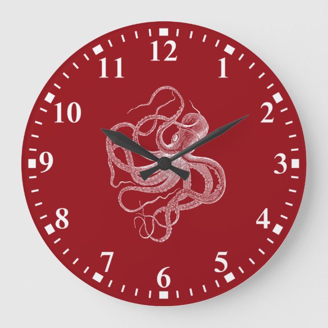 Vit bläckfisk på mörkens röda storklocka stor klocka (Framsida)