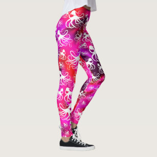 Vit bläckfisk på Shock rosa och Lila - Legeringar Leggings
