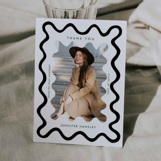 Vit bläckfisk Vågigt Ram Studenten Tack Meddelande (Skapare uppladdad)