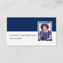 Vit | Blåfoto i Namn-kort för foto i Studenten