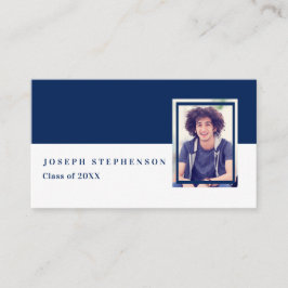 Vit | Blåfoto i Namn-kort för foto i Studenten