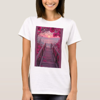 Vit blandad t-shirt med rosa design