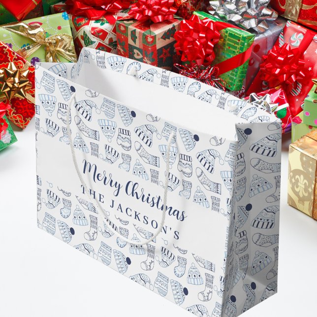 Vit blåstickad vinterjul, bära jul (Skapare uppladdad)