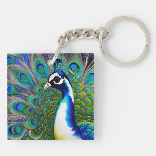 Vit blått och Grönt Piebald Peacock