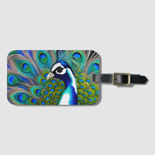 Vit blått och Grönt Piebald Peacock Bagagebricka