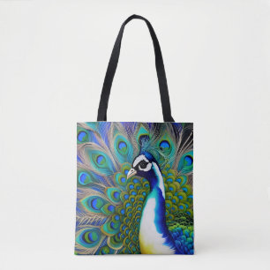 Vit blått och Grönt Piebald Peacock Tygkasse