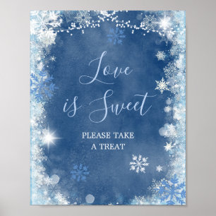Vit blåvinter Snowflake Möhippa Kärlek är Sweet Poster