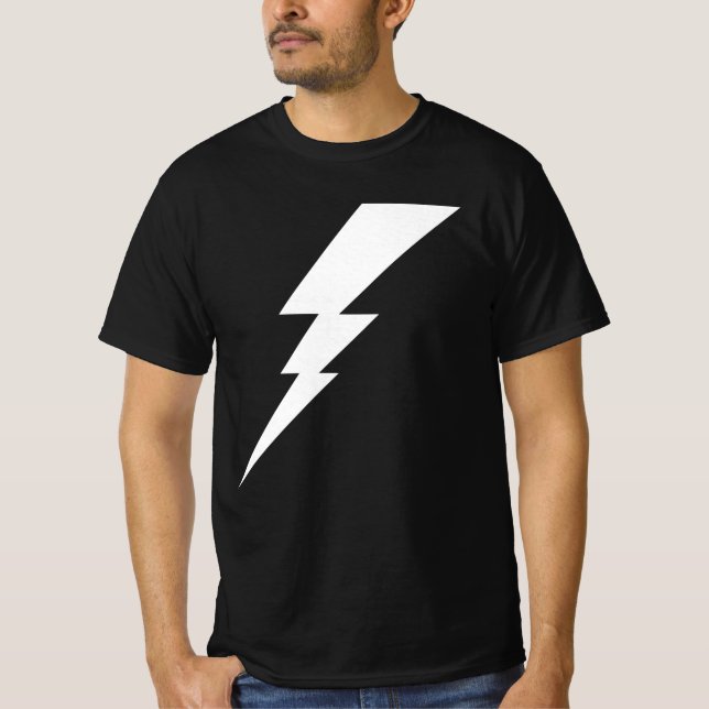 Vit blixtblixt Bult T Shirt (Framsida)