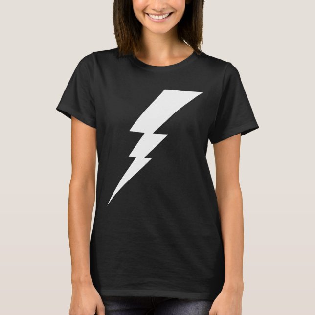 Vit blixtblixt Bult T Shirt (Framsida)